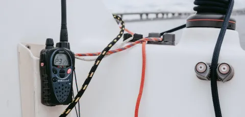 radio receiver on a boat deck