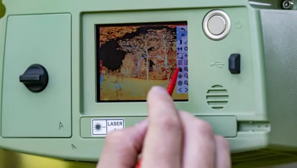 Laser scan seen on screen of Terrestrial Laser Scanner