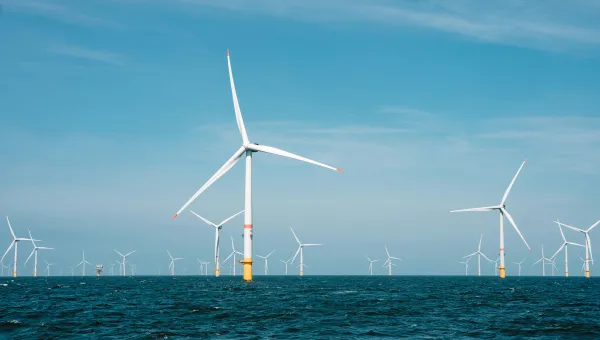 Offshore wind turbines producing renewable and green energy