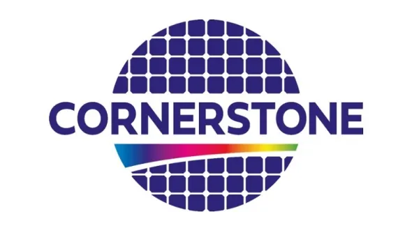 Logo of round photonics prototyping foundry and the word CORNERSTONE across it