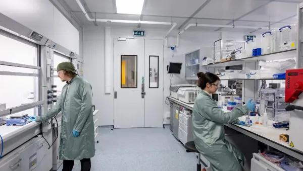 View of the main laboratory showing wet benches and other bench top equipment