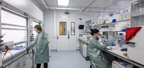 View of the main laboratory showing wet benches and other bench top equipment