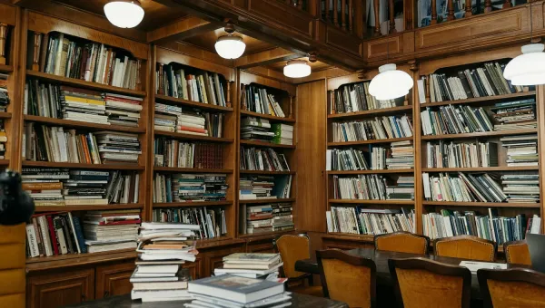 Collection of books in library