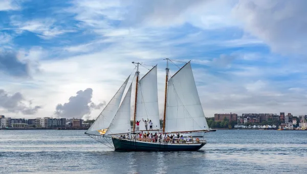 A sailing boat in the waters