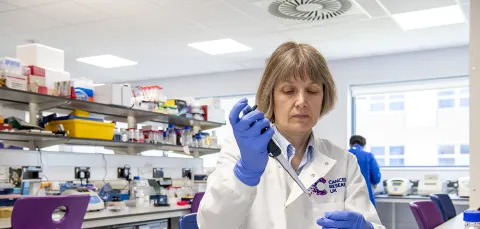 Prof Sally Ward doing experiments in the lab.