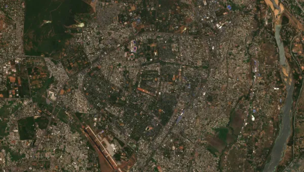 A satellite image of Bhubaneswar, India.