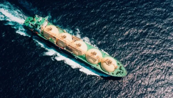 An oil tanker in sea waters
