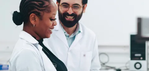 Two clinical academics share a joke