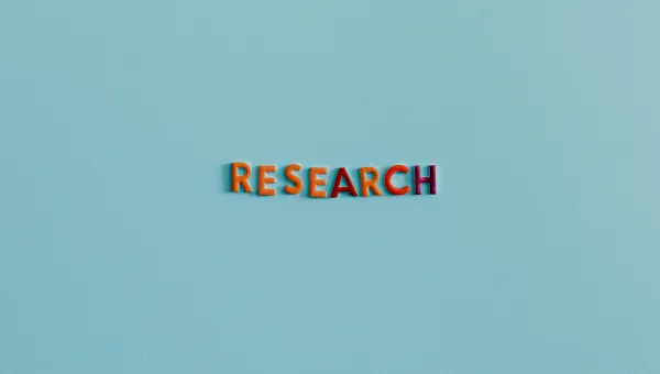 Word Research on a blue background