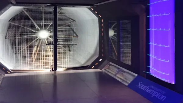 Interior of the University of Southampton wind tunnel showing the test section and airflow generation system