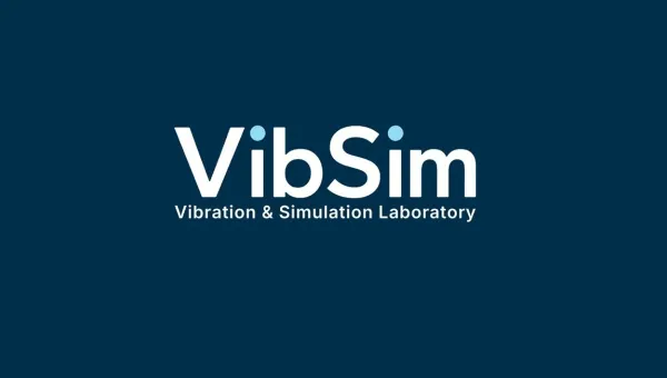 Letters VibSim and Vibration and Simulation Laboratory on the blue background