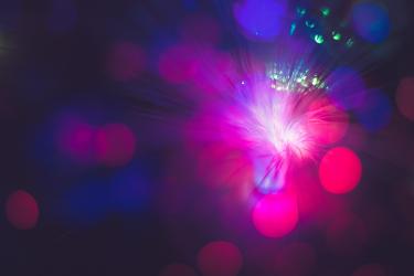 An abstract image of blue, red and purple lights