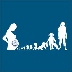 Silhouette images depicting the stages from pregnancy to pre-teenage stages of life