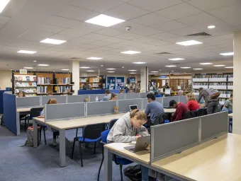 Students studying in the Health Sciences library at Southampton General Hospital.
