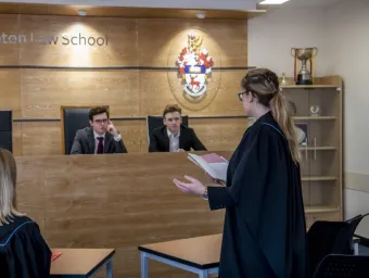 Law students practice their legal skills in our simulated courtroom