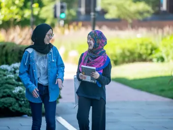 Students walking together on campus
