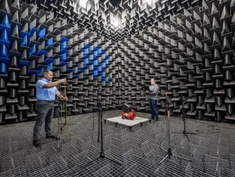 Mircrophones in the large anechoic chamber