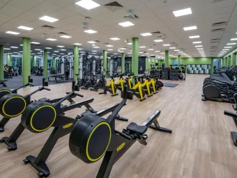 The spacious Jubilee Sport and Recreation Centre university gym with cardio machines, rowing machines, spin bikes, weight equipment and lockers.