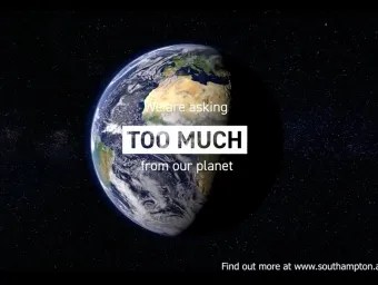 View of Earth from space against a star-filled background, illustrating global environmental sustainability and responsible use of natural resources