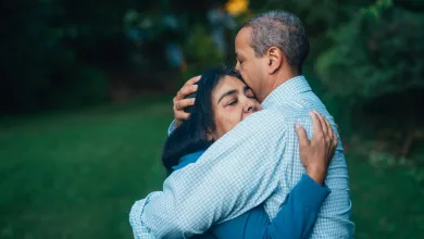 Couple hugging