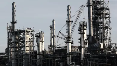 Exterior view of a large manufacturing plant