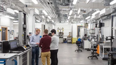 People talking in a lab