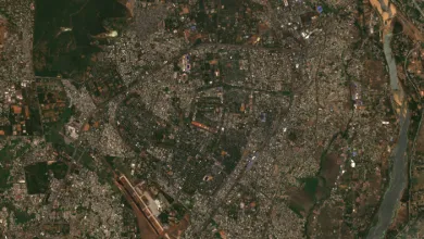 A satellite image of Bhubaneswar, India.