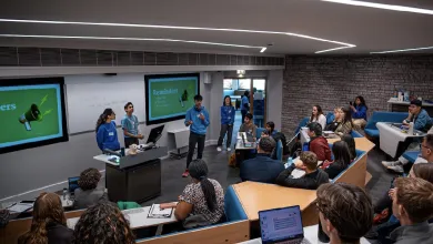 Students presenting at a seminar