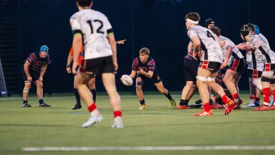 Students playing rugby
