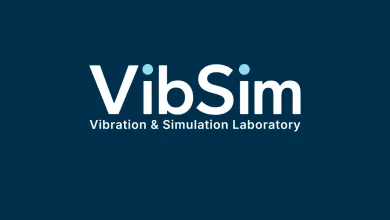 Text on the blue background: VibSim Vibration and Simulation Laboratory