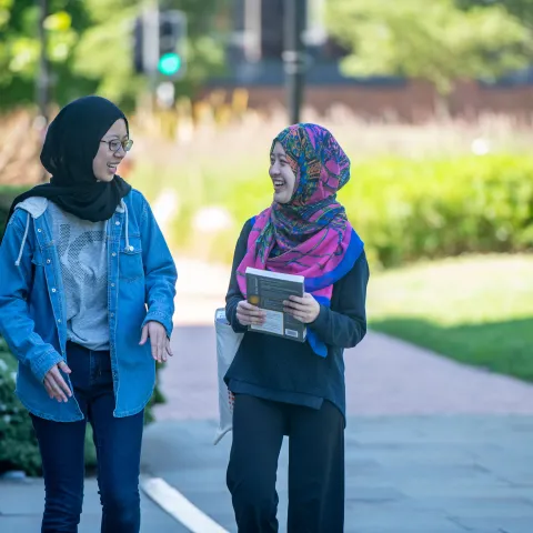 Students walking together on campus