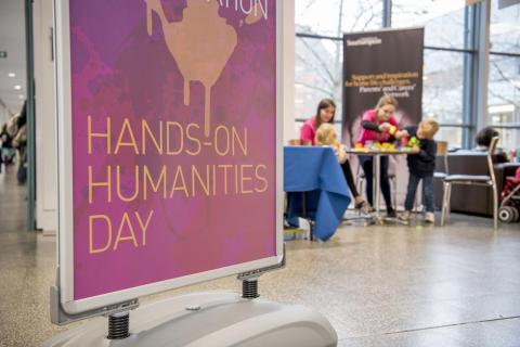 Visitors check in to a hands on humanities event at the University of Southampton