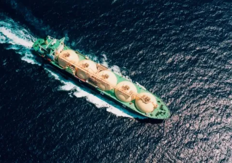 An oil tanker in sea waters