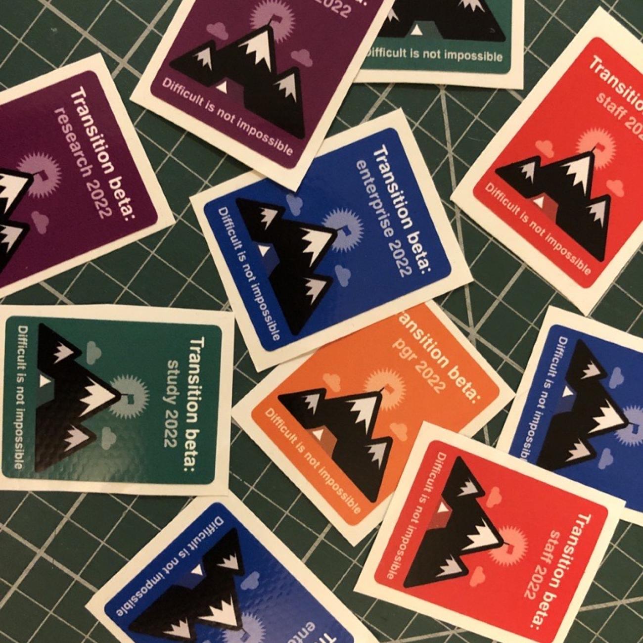 Our beta stickers featuring three mountain peaks with a basecamp below, just like OneWeb allowed us to achieve so far.