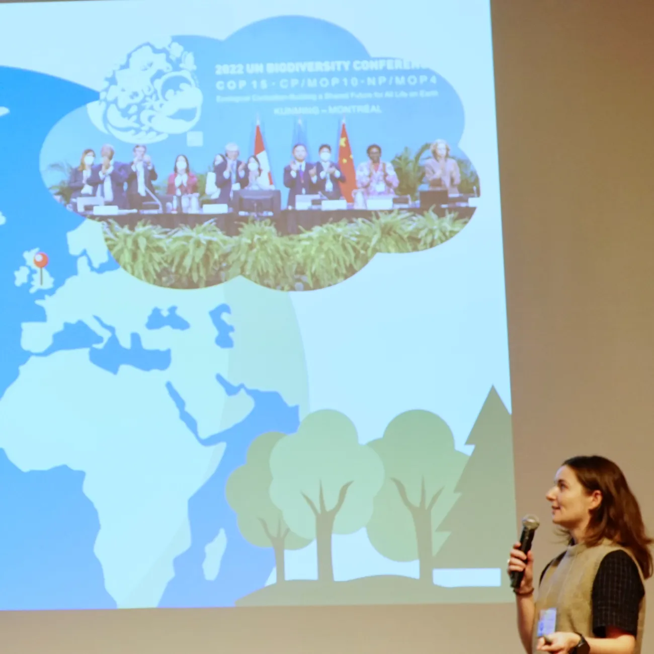 Emily, PhD in Geography and Environmental Science presenting