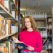 Kirsten Hutchinson, history student, in the library