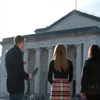 six politics student stood outside Southampton guildhall