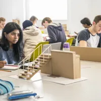 Students at work in an engineering design studio