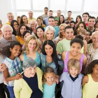 A large group of people of different ages