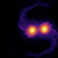 A neutron star merger process in a numerical simulation