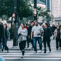 People walking in a busy city centre