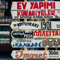A collection of signs in different languages