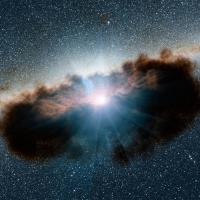 A growing supermassive black hole, one of the most obscured known, meaning it is surrounded by extremely thick clouds of gas and dust