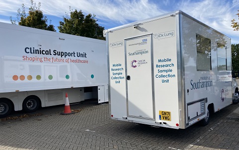 iDx Lung mobile unit alongside the CT scanner