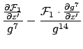 $\displaystyle { {\partial \mathcal{F}_1 \over \partial z'} \over g^7} - {\mathcal{F}_1 \cdot {\partial g^7 \over \partial z'} \over g^{14}}$